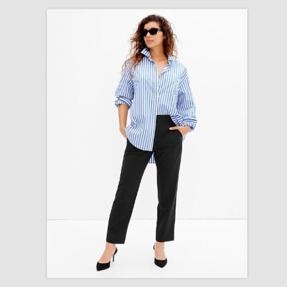GAP Crepe EASY Pant Slimming Black Straight Stretch Elastic Size S TALL MSRP $80 - Picture 1 of 7